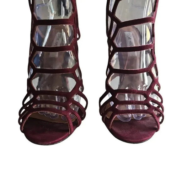 Steve Madden Slithur Caged Heels Burgundy Size 9 - Picture 3 of 6